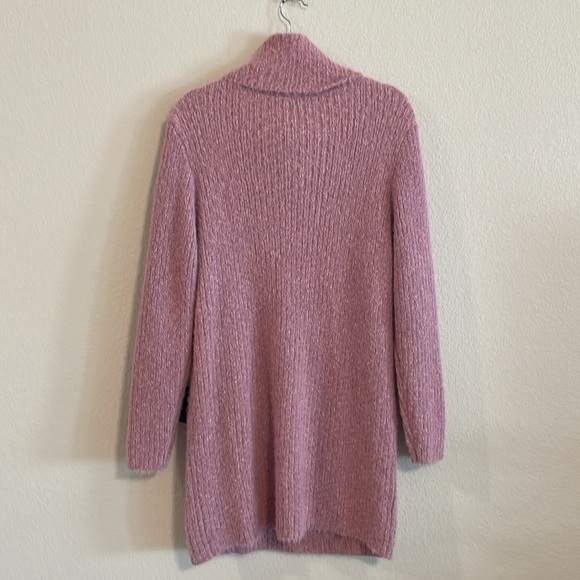 Lulu’s Women's Sweater Dress Small Pink Stretch Fluffy Cowl Neck Longline - Picture 4 of 14